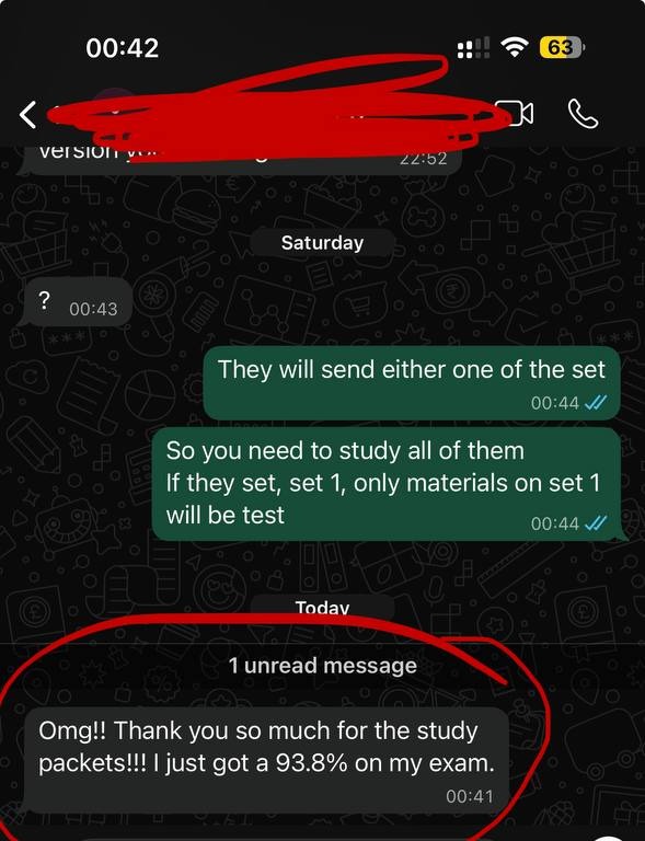WhatsApp — student passed TEAS with 93.80%